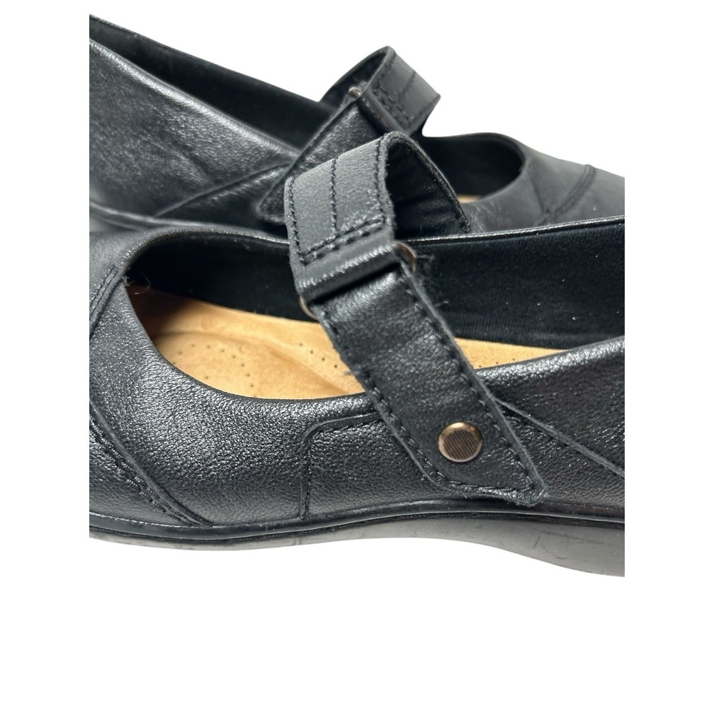 Clarks Cora Gema Mary Jane Black Leather Flats Size 11 Dark Academia Comfort - Picture 7 of 12
